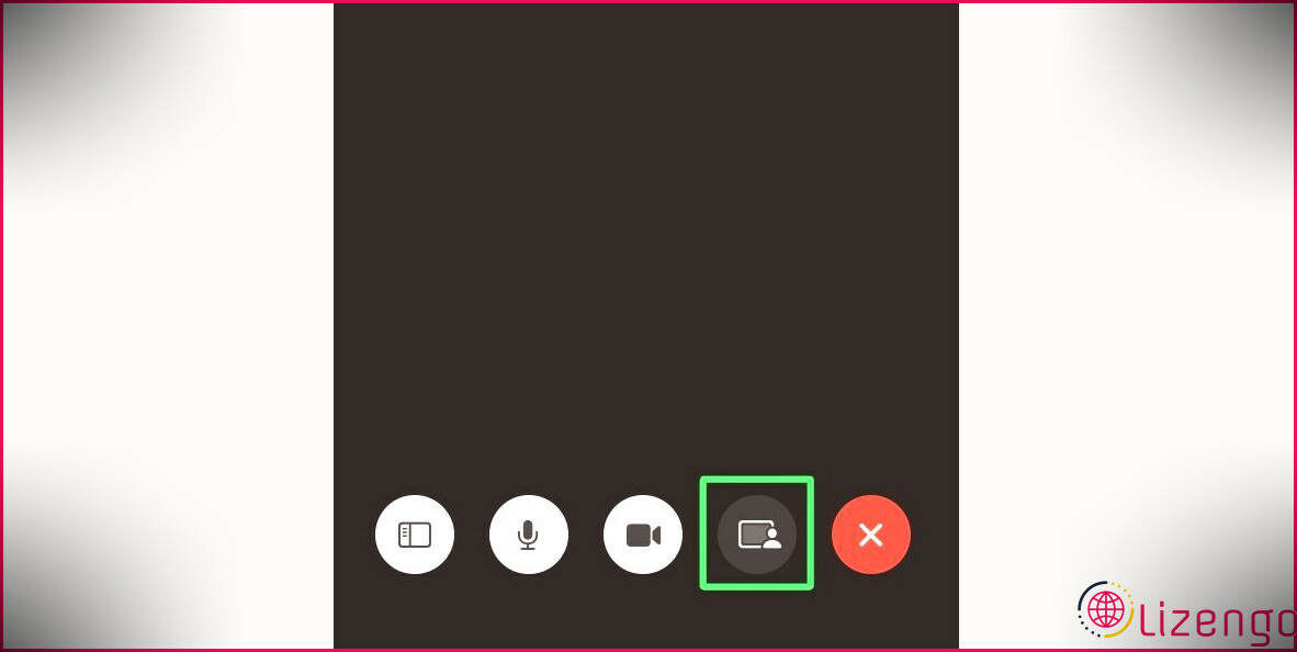 Contrôles Mac FaceTime avec l'icône SharePlay surlignée par un cadre vert.
