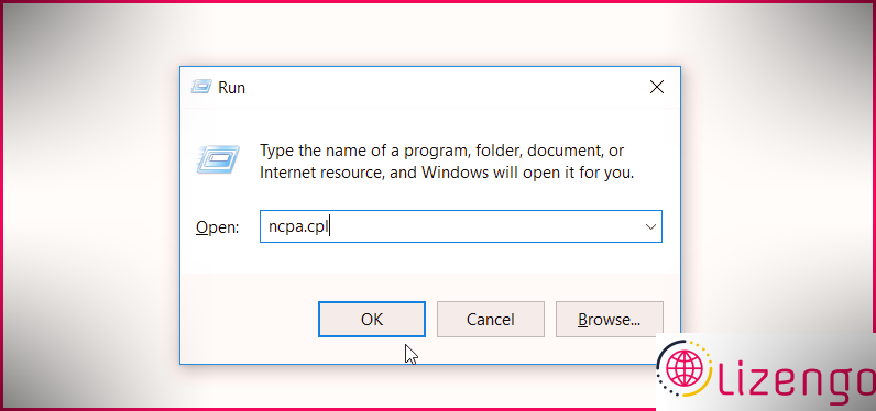 Ouverture de l'outil Connexions réseau Windows avec la boîte de dialogue Exécuter la commande