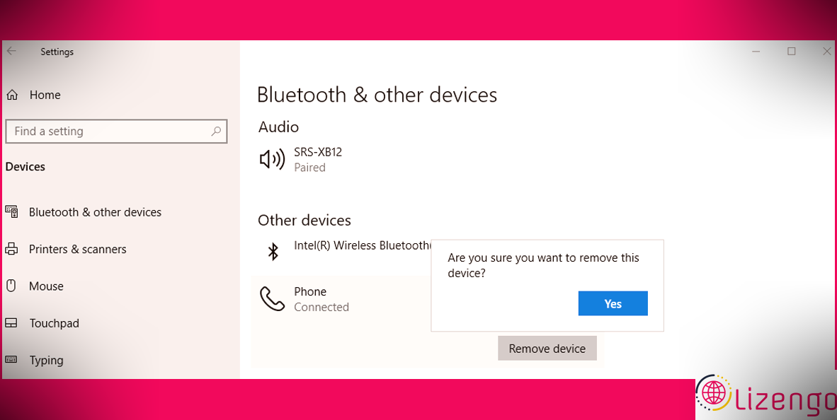 Paramètres Bluetooth dans Windows 10