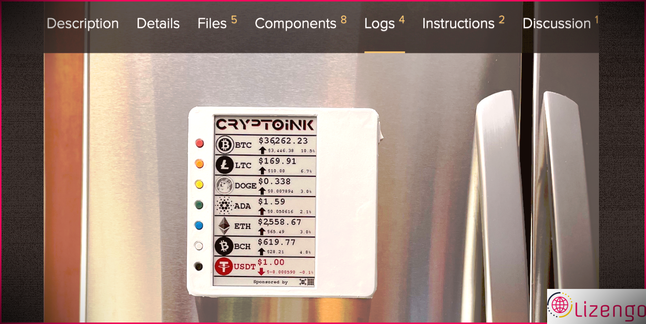 Une capture d'écran montrant une image d'un écran de crypto-monnaie DIY monté sur un réfrigérateur