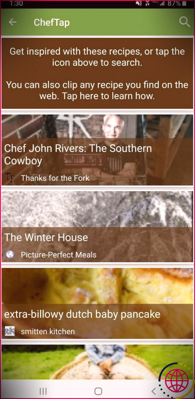 Application de gestion de recettes ChefTap iPhone Android Inspiration culinaire