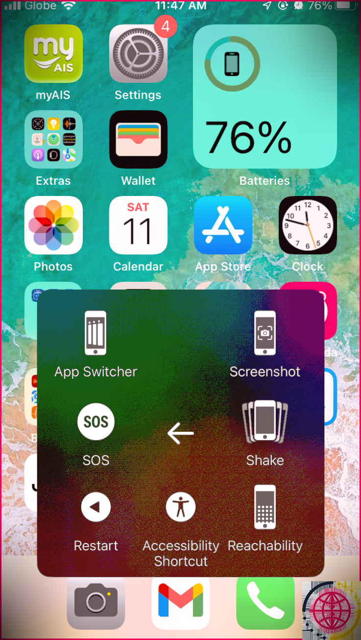 Capture d'écran de l'assistant tactile pour iPhone