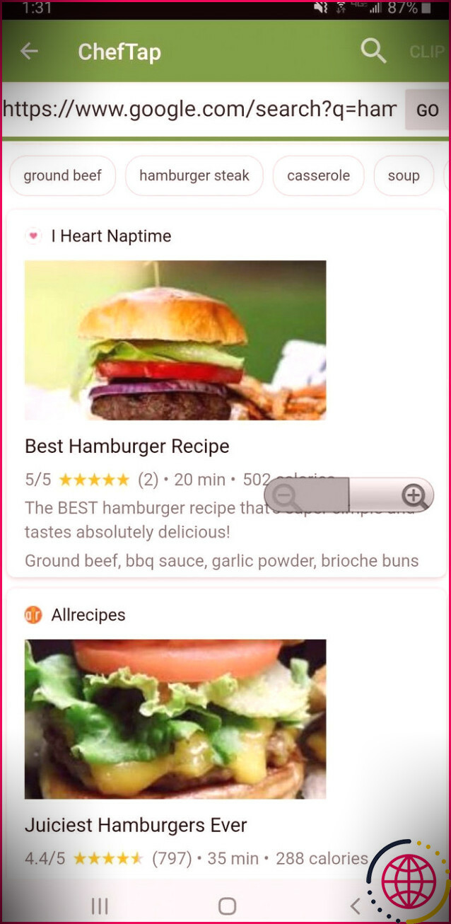 Application de gestion de recettes ChefTap Idées de cuisine iPhone Android