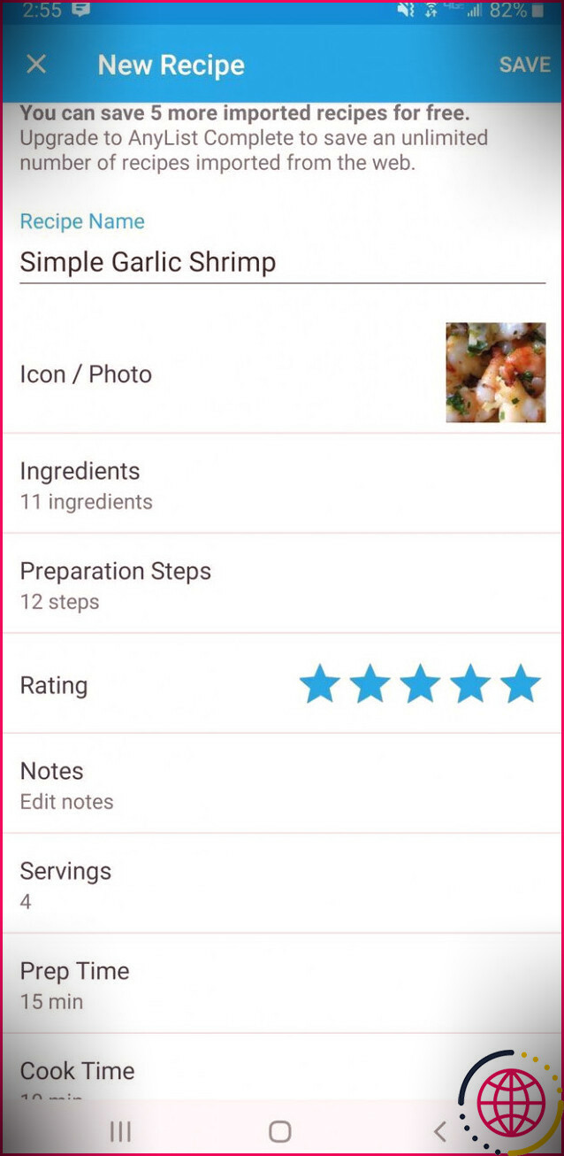 Application de gestion de recettes Anylist iPhone Android