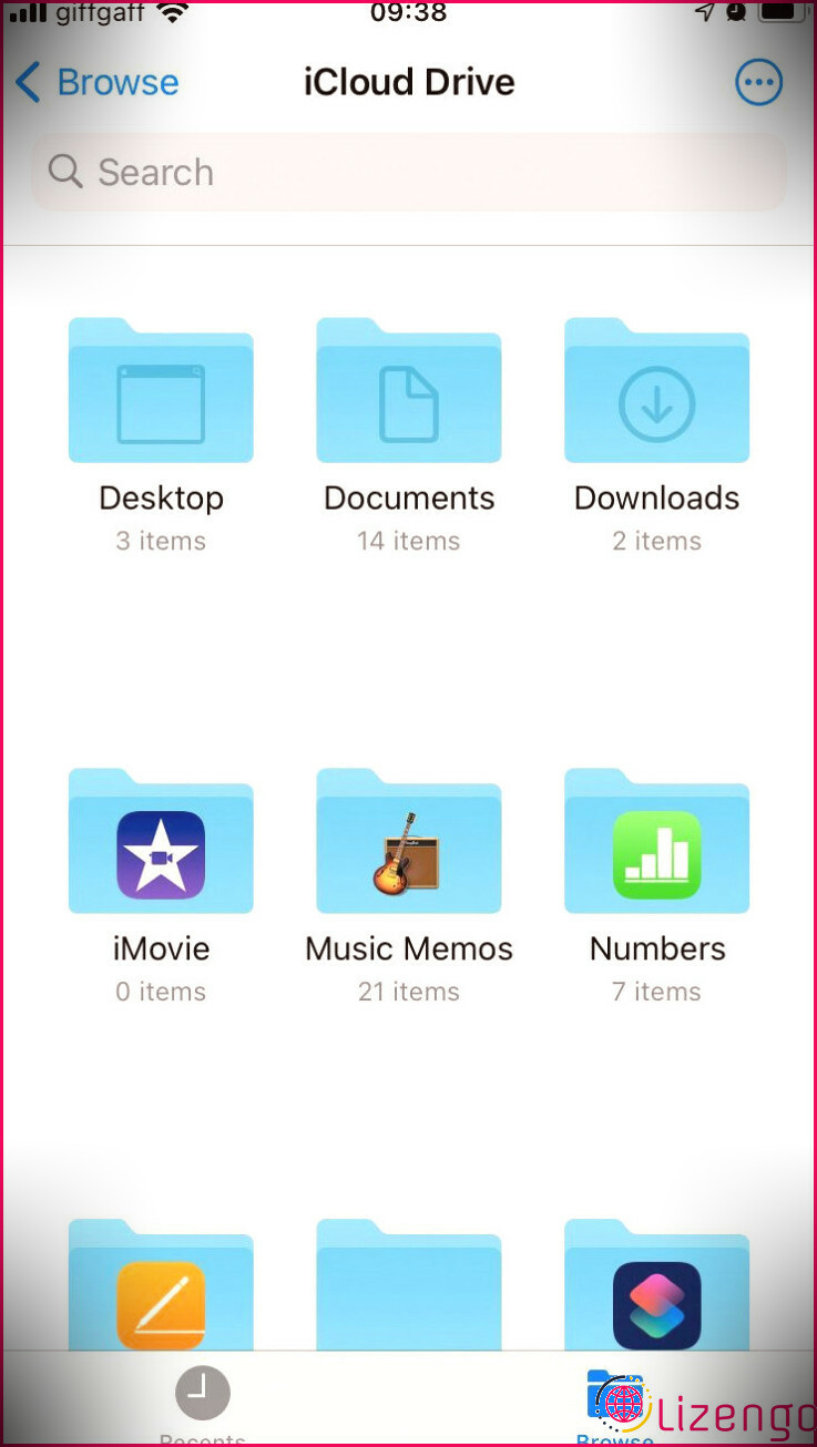Dossiers iCloud Drive dans l'application Fichiers sur iPhone