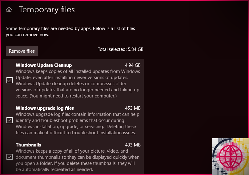 Fichiers temporaires de Windows 10 Storage Sense