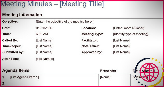 Procès-verbal détaillé de réunion Vertex42