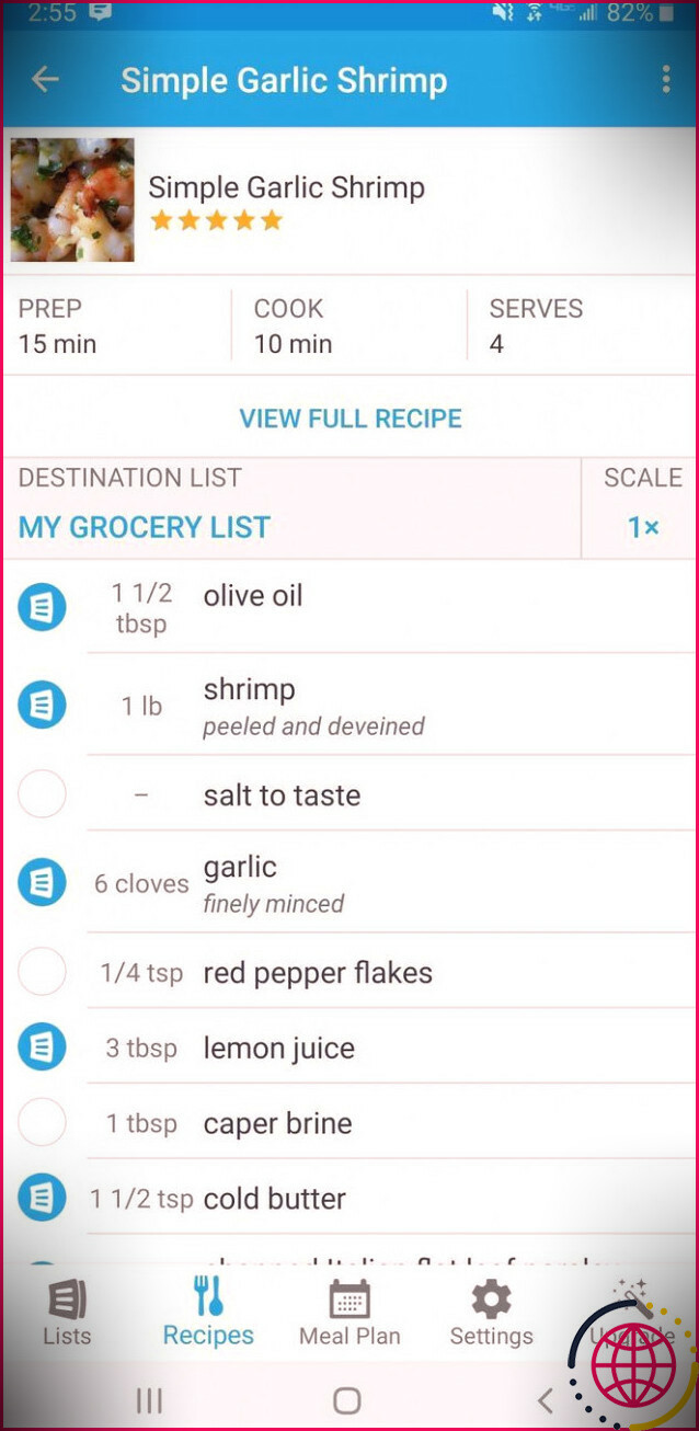 Anylist Recette Gestion de l'application Liste d'épicerie iPhone Android