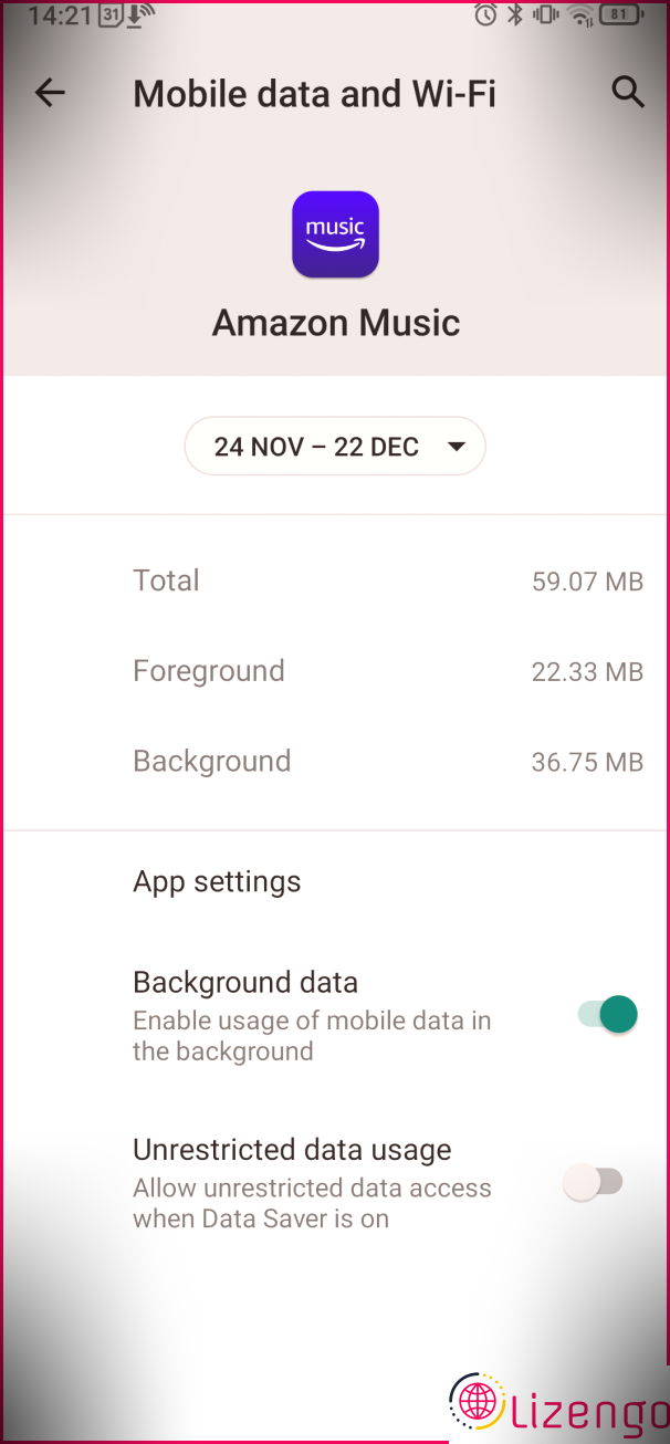 Basculer les données d'arrière-plan sur Android