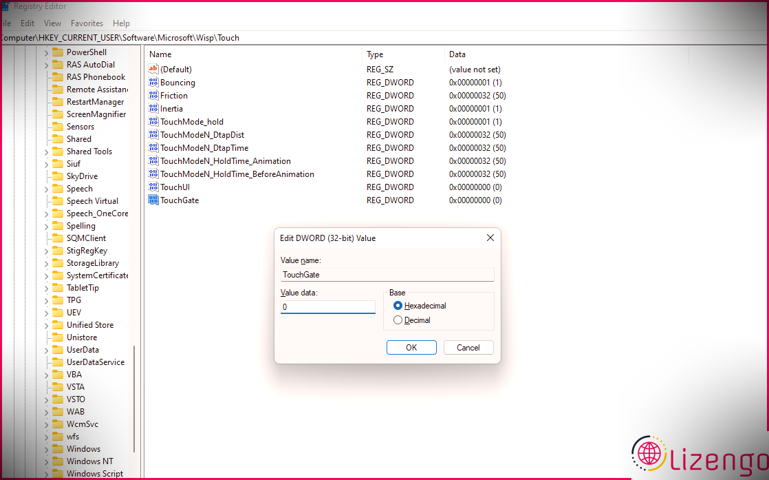 désactiver l'écran tactile de Windows 11 à l'aide du registre