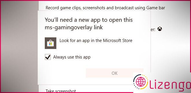 L'erreur ms-gamingoverlay de la barre de jeu Xbox