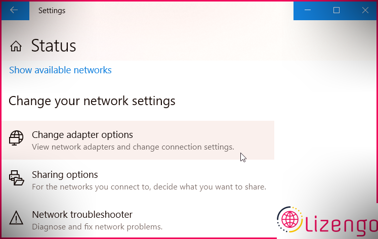 Ouverture de l'outil de connexions réseau Windows à l'aide de l'icône Wi-Fi
