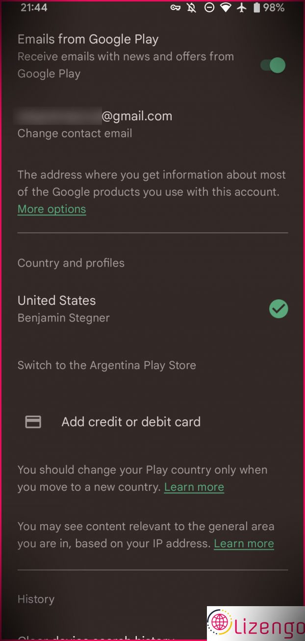 Paramètres de pays de Google Play 2021