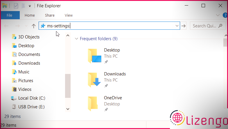 Ouverture des paramètres système de Windows via la barre d'adresse de l'explorateur de fichiers
