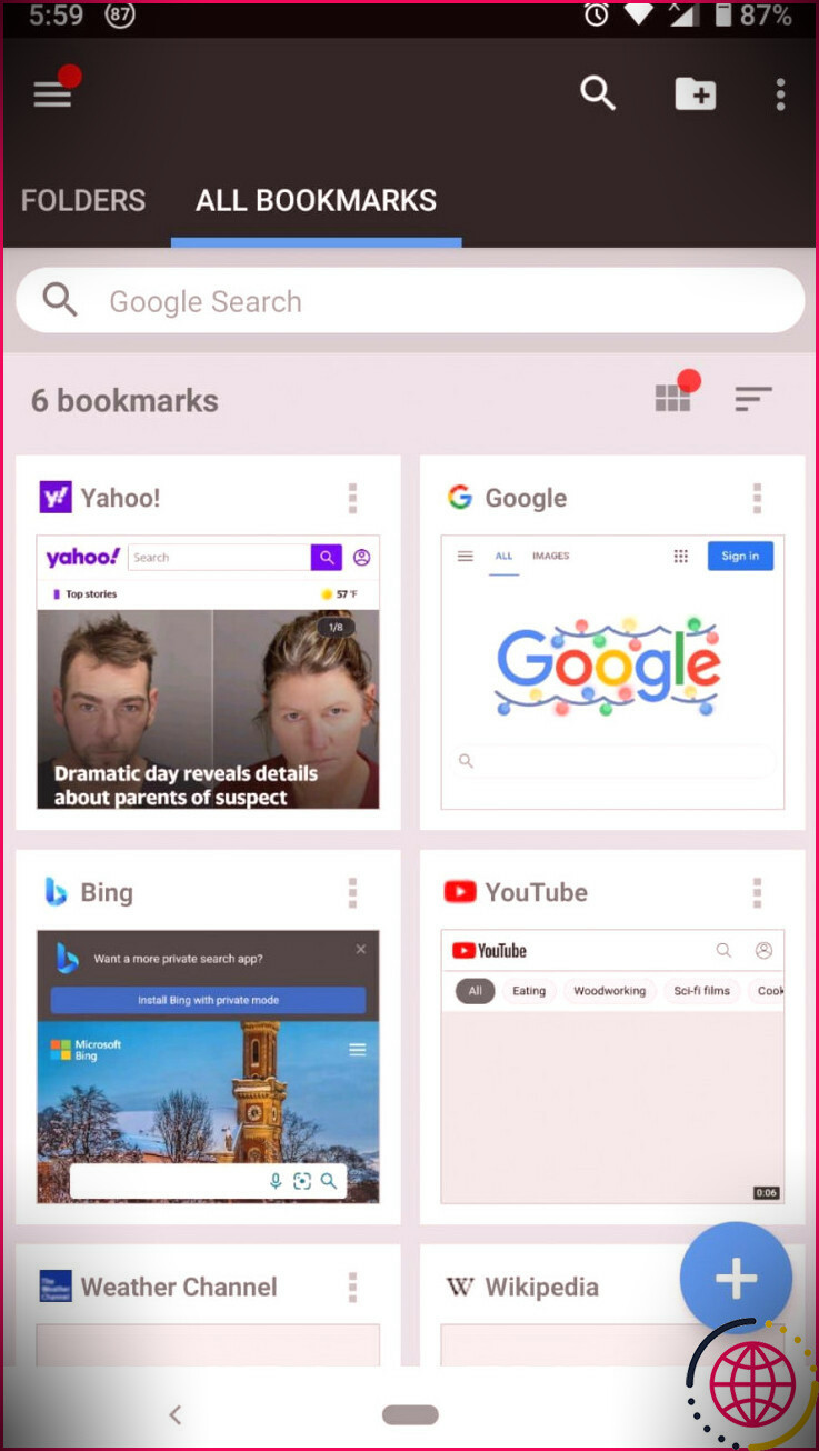 capture d'écran de la page visimarks-all boomkark