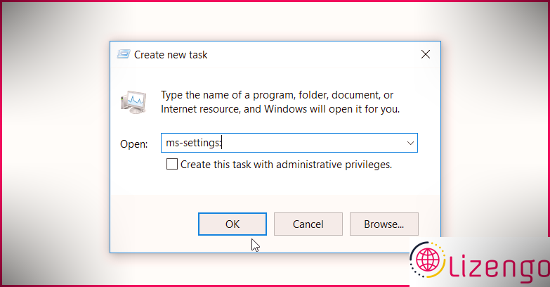 Ouverture des paramètres système de Windows à l'aide du gestionnaire de tâches