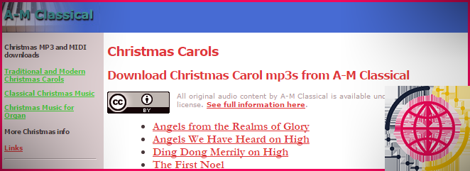 AM Classical Christmas Carols avec cote Creative Commons
