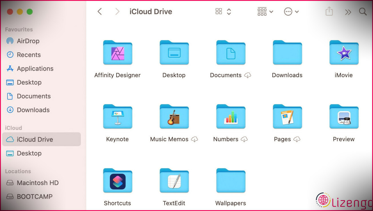 Icônes iCloud Drive dans le Finder sur Mac