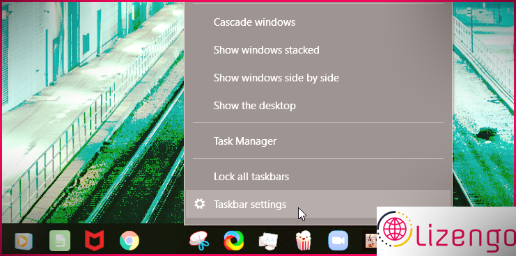 Ouverture des paramètres système de Windows à l'aide des paramètres de la barre des tâches