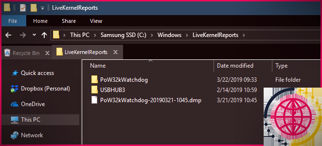 Rapports Windows LiveKernel