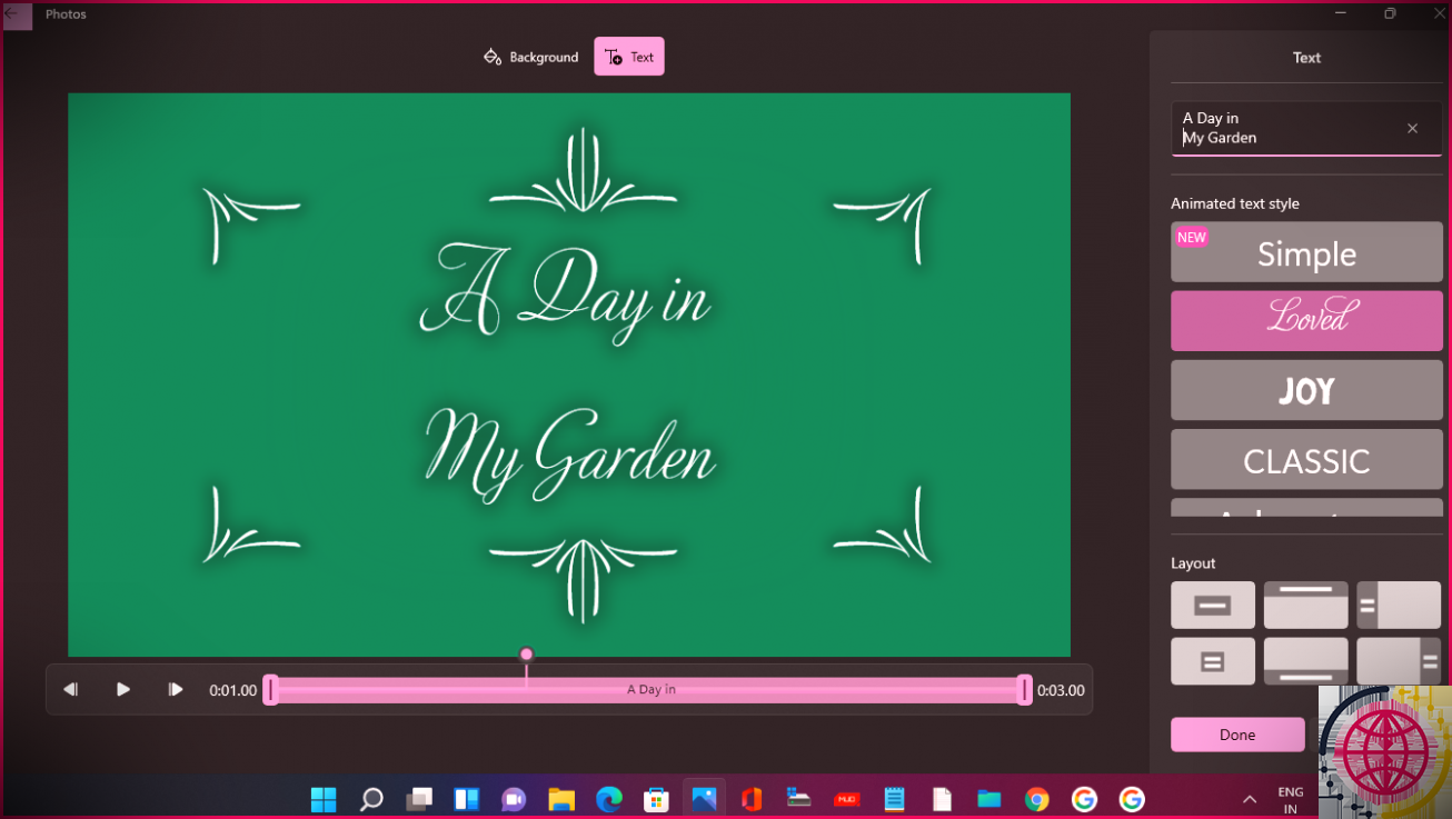 Ajouter et personnaliser la carte de titre dans Windows 11 Video Editor
