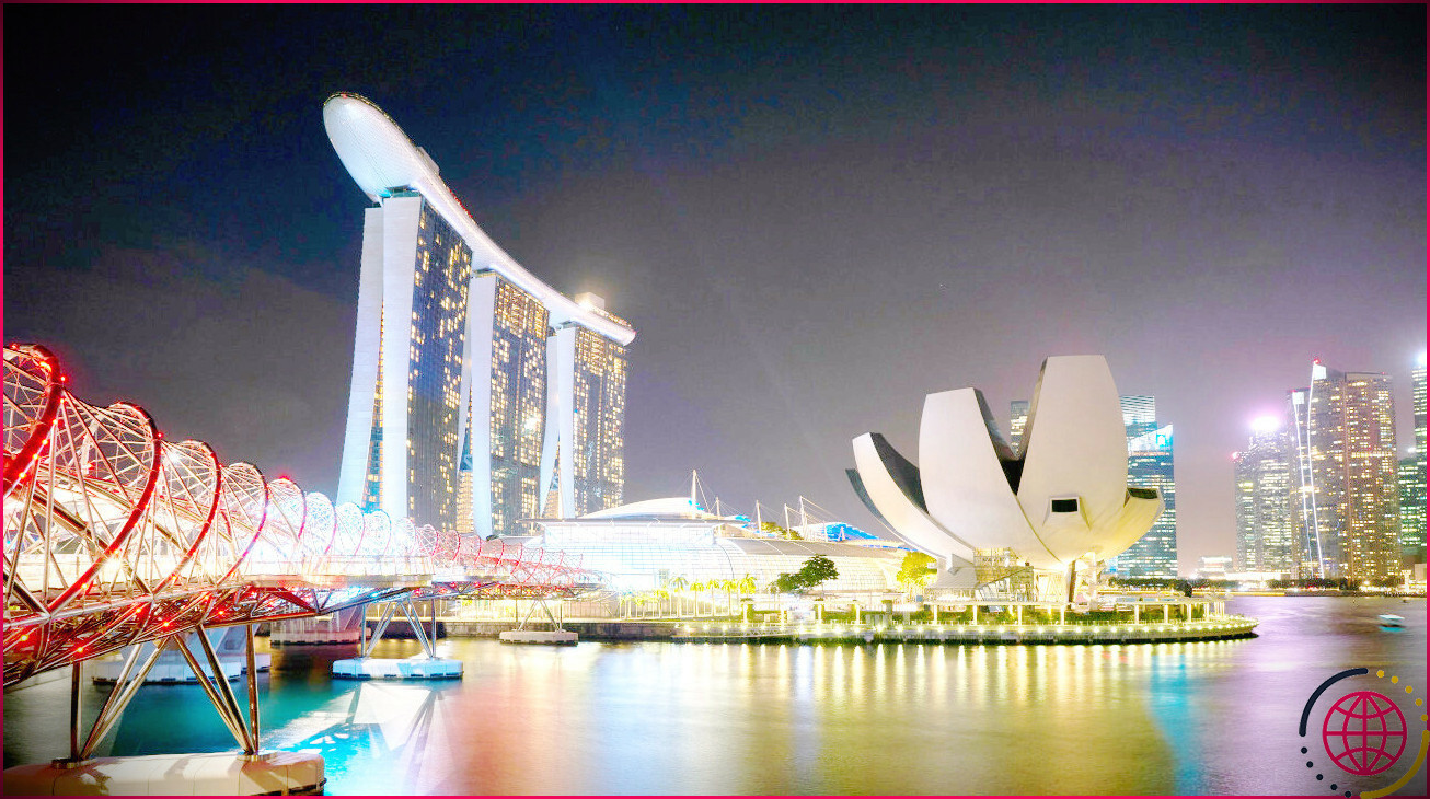 photo de nuit de singapour