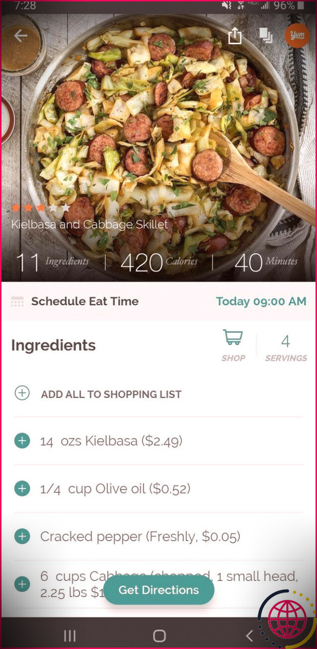 Appli de gestion de recettes délicieuses Kielbasa iPhone Android