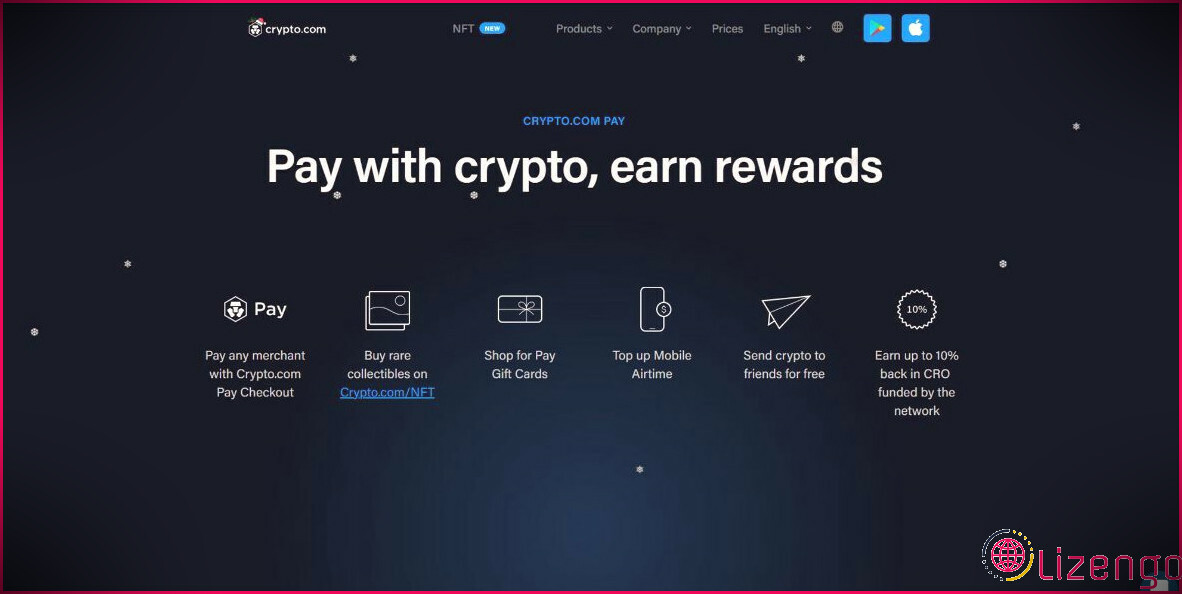 Un visuel du site Crypto.com Pay 