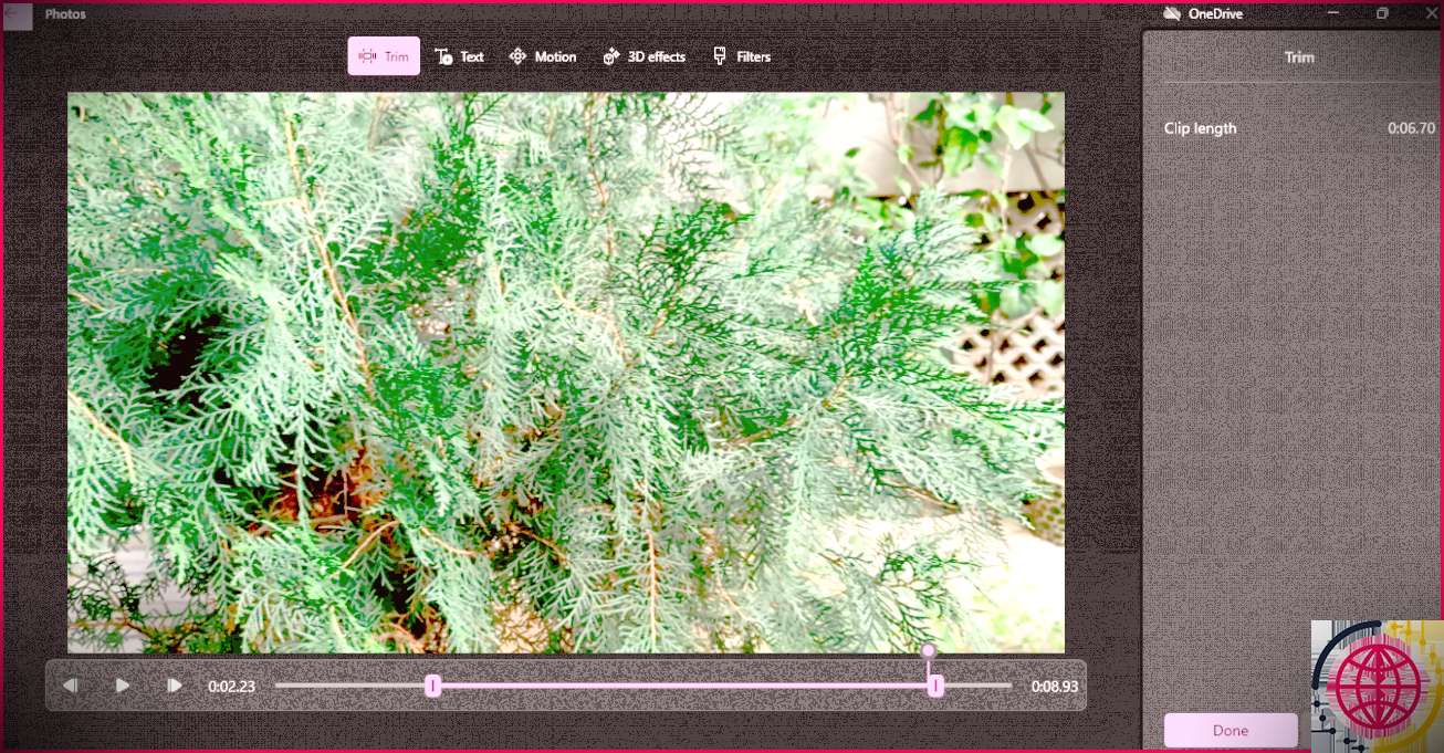 Couper la vidéo dans Windows11 Video Editor