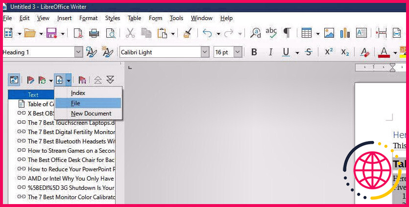 Capture d'écran de la façon d'ajouter des documents à votre fichier de document maître