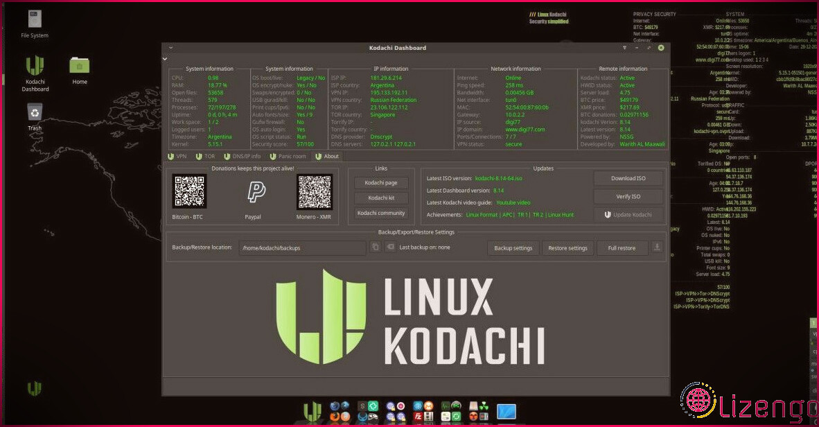 Logo du tableau de bord Linux Kodachi