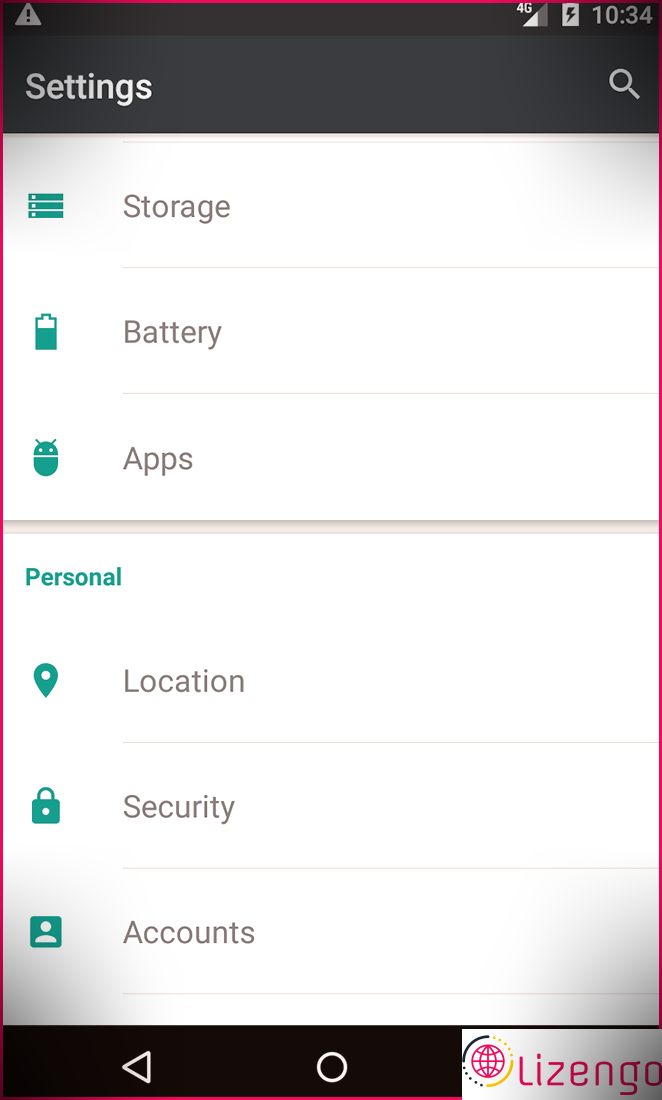 Applications de paramètres Android 5