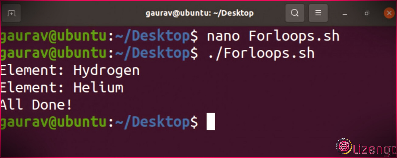 Interface de terminal Linux