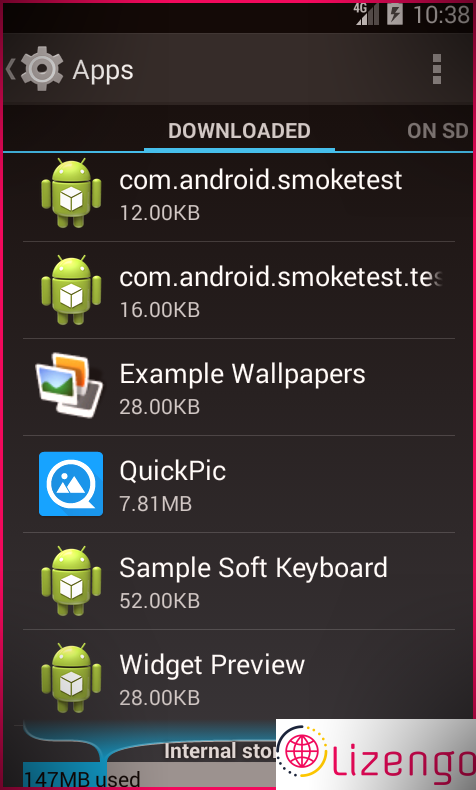 android 4 sélectionner l'application