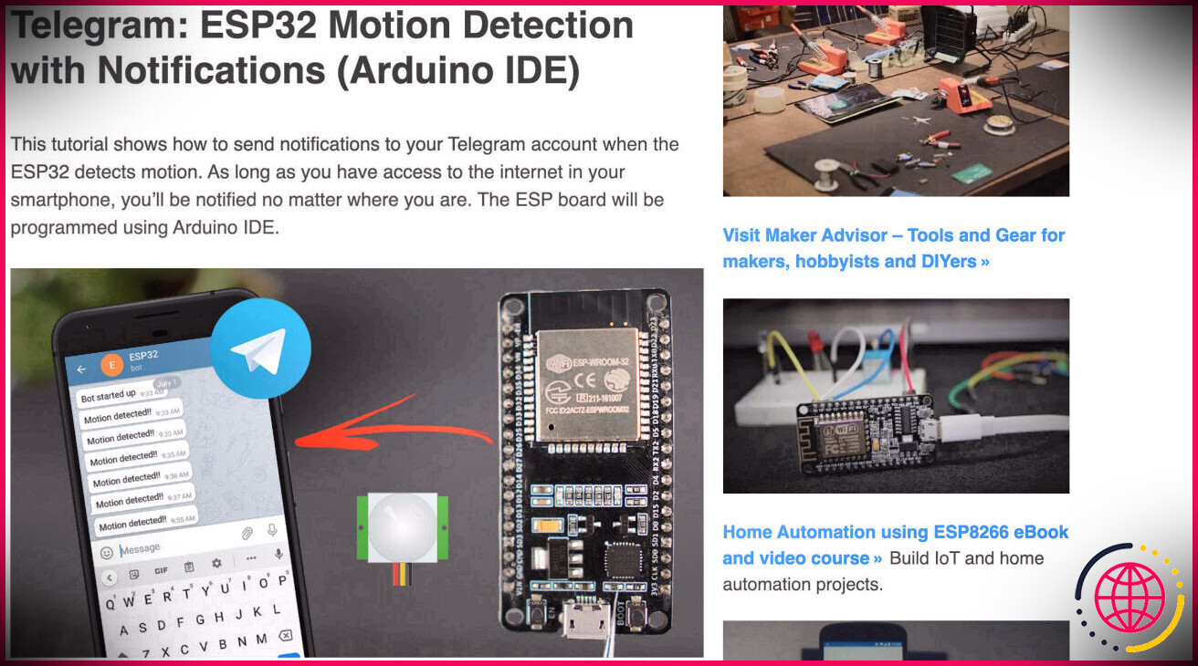 Bot de détection de mouvement Telegram ESP32