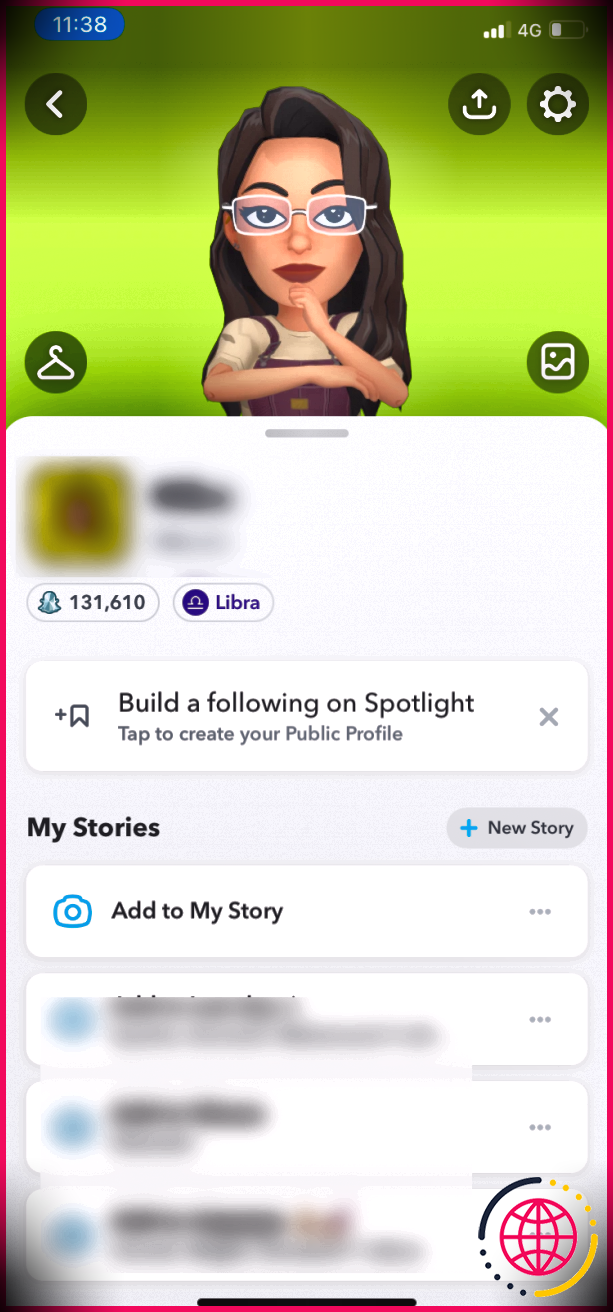 capture d'écran du profil snapchat