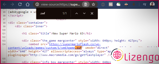 Chrome Trouver un fichier SWF sur la page