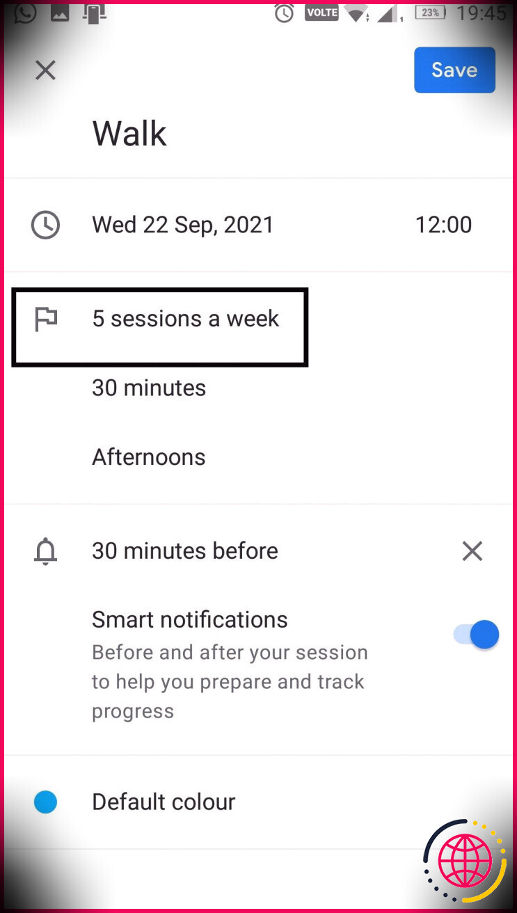   Modifier les sessions dans Google Agenda.