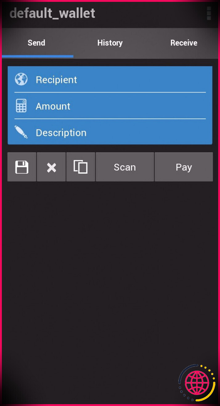 application de portefeuille electrum envoyer de l'argent capture d'écran