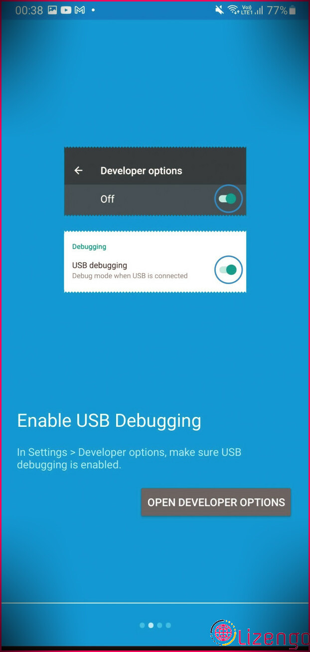 Capture d'écran 2 de Vysor Activer le débogage USB