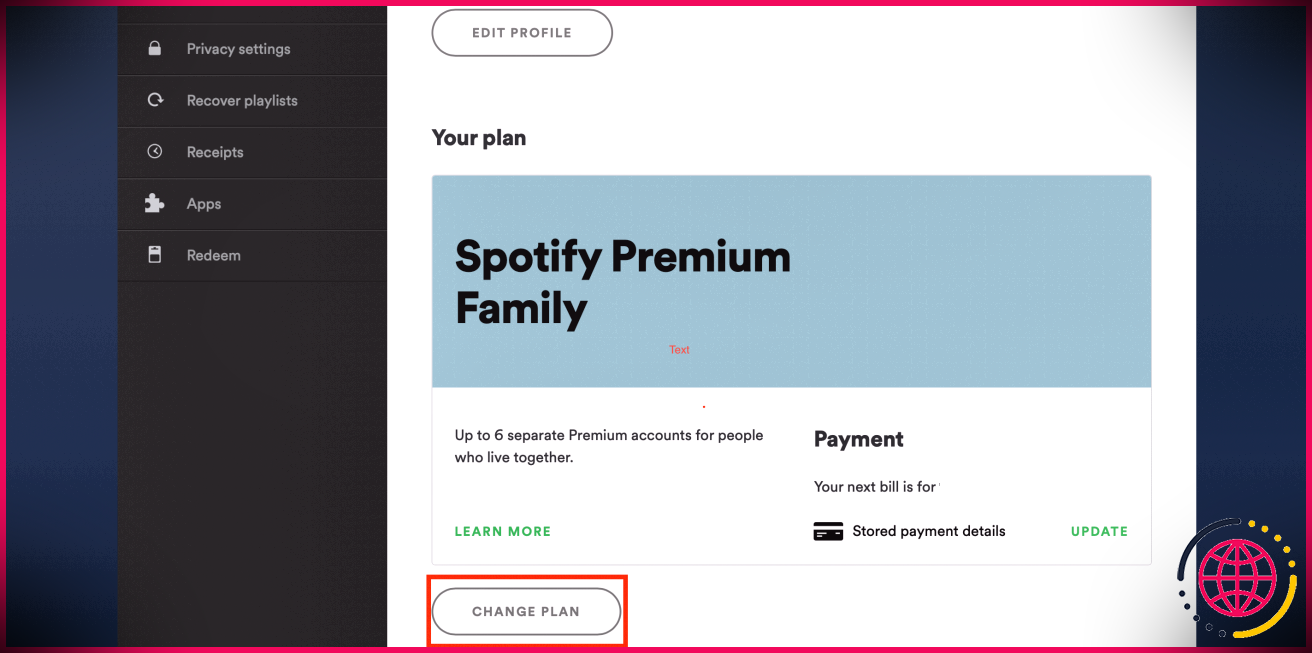 Changer l'option de forfait sur Spotify