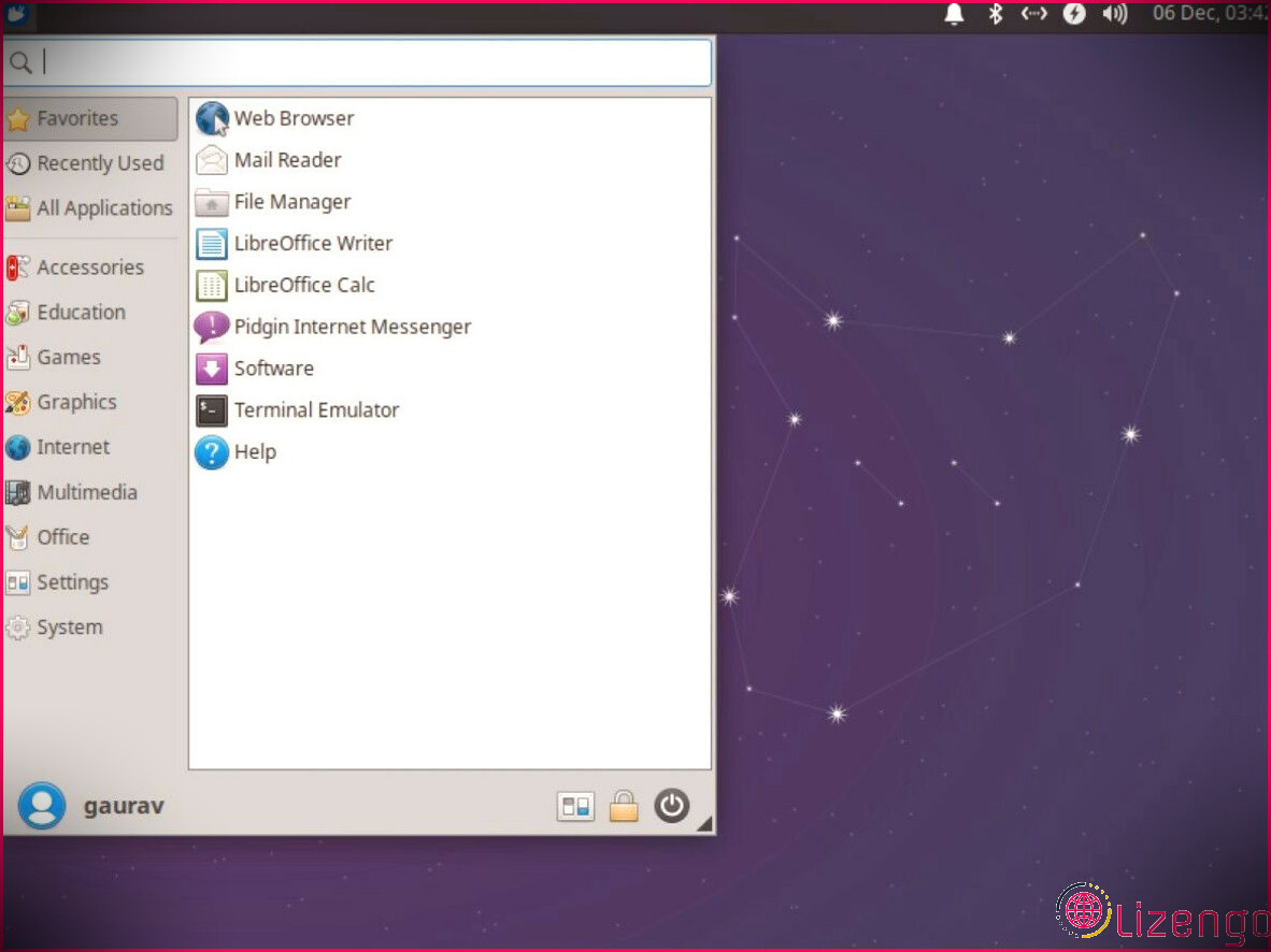 Interface de bureau Xubuntu