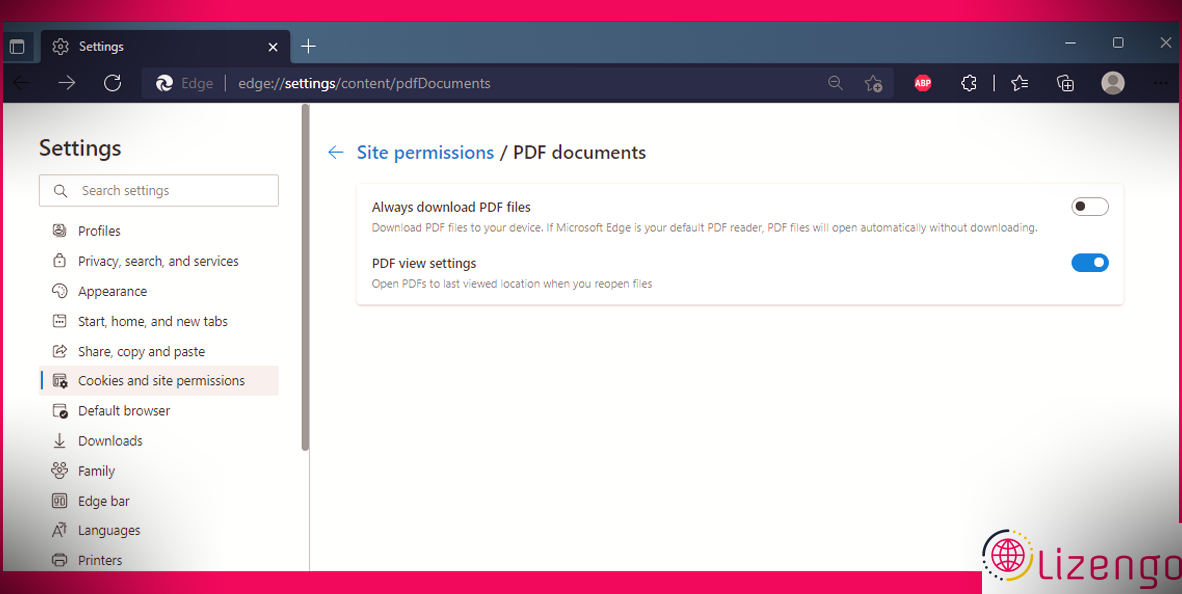 Paramètres PDF dans Microsoft Edge