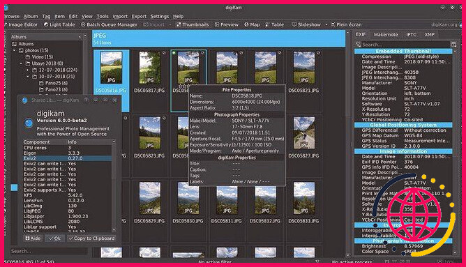 Logiciel de gestion de photos digiKam fonctionnant sous Linux