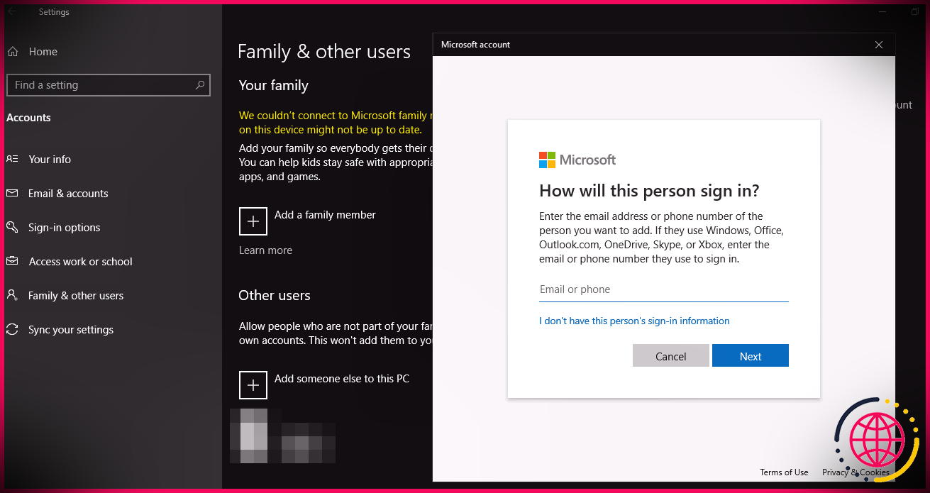 Ajouter un nouveau compte Microsoft au PC Windows
