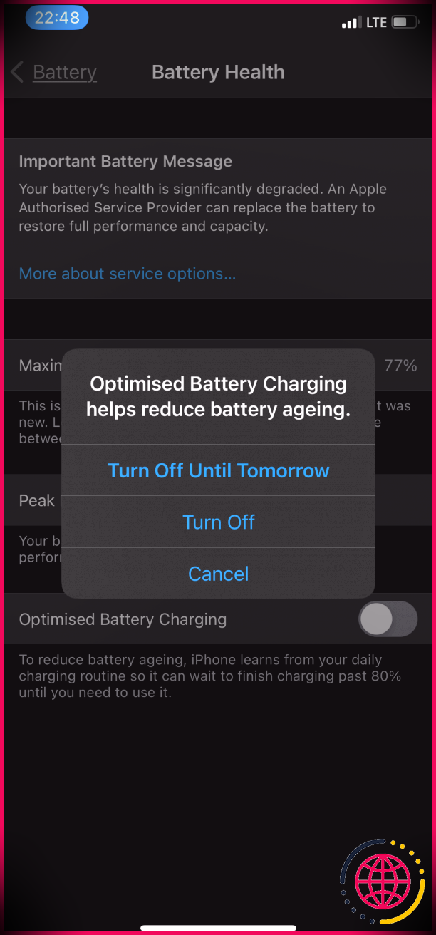 Charge optimisée pour iPhone