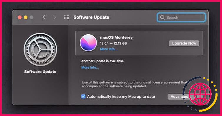 mise à jour macos monterey