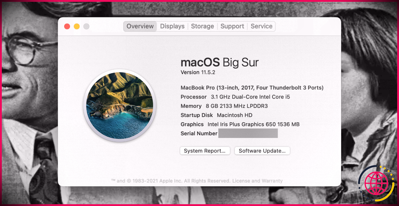 Version macOS visible dans À propos de ce Mac sur un MacBook Pro