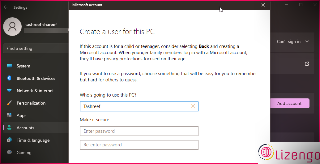 créer un nouveau compte utilisateur Windows 11 PC