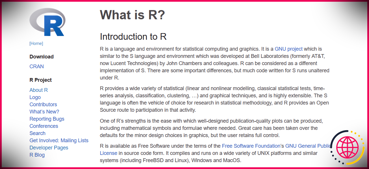 Description du langage de programmation R